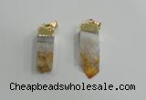NGP2839 8*25mm - 12*40mm sticks druzy citrine gemstone pendants