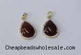 NGP3004 15*20mm flat teardrop agate gemstone pendants wholesale
