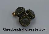 NGP3415 14mm - 16mm coin druzy agate gemstone pendants