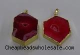 NGP3496 25*40mm - 30*45mm hexagon druzy agate pendants