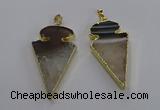 NGP3570 25*50mm - 30*55mm arrowhead druzy agate pendants