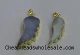 NGP3603 15*30mm - 18*40mm wing-shaped druzy agate pendants
