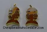 NGP3643 25*50mm - 28*55mm fishbone agate gemstone pendants