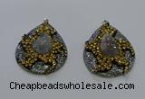 NGP3670 35*45mm flat teardrop druzy agate pendants wholesale