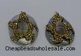 NGP3672 35*45mm freeform druzy agate pendants wholesale