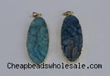 NGP3966 22*45mm - 25*50mm oval druzy agate pendants wholesale