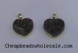 NGP4023 20*20mm heart druzy quartz gemstone pendants
