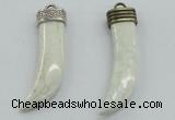 NGP4512 12*50mm - 12*55mm horn white turquoise pendants wholesale