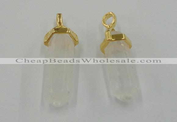 NGP5026 8*30mm sticks white crystal gemstone pendants wholesale