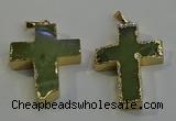 NGP6040 30*40mm - 35*45mm cross green rutilated quartz pendants