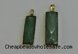 NGP6203 14*30mm - 15*38mm faceted rectangle green aventurine pendants