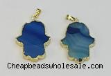 NGP6258 22*40mm - 25*45mm hamsahand agate gemstone pendants