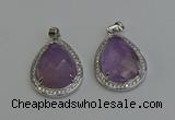 NGP6334 25*30mm teardrop light amethyst pendants wholesale