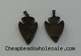 NGP6458 22*28mm - 25*35mm arrowhead smoky quartz pendants