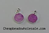 NGP6511 15mm - 16mm coin druzy agate pendants wholesale