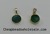 NGP6524 15mm - 16mm coin druzy agate pendants wholesale
