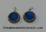 NGP6543 20mm - 22mm coin druzy agate gemstone pendants wholesale