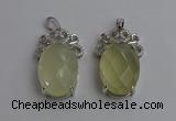 NGP6633 18*25mm faceted oval lemon quartz gemstone pendants