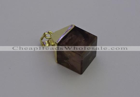 NGP6768 15*22mm cube smoky quartz pendants wholesale