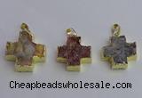 NGP6841 22*22mm - 24*24mm cross druzy agate pendants wholesale