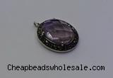 NGP6861 20*25mm oval light amethyst pendants wholesle