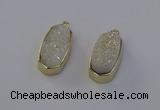 NGP6906 10*22mm - 12*25mm freeform plated druzy quartz pendants