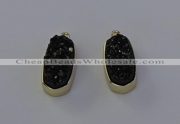NGP6913 10*22mm - 12*25mm freeform plated druzy quartz pendants