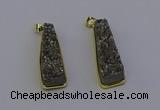 NGP6930 10*30mm - 12*35mm trapezoid plated druzy quartz pendants