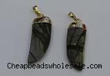 NGP7040 12*35mm - 14*40mm horn black water jasper pendants