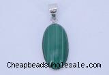 NGP708 12*24mm oval natural malachite with sterling silver pendant