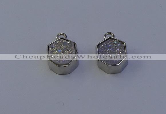 NGP7155 12*15mm plated druzy agate pendants wholesale