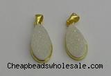 NGP7178 10*20mm flat teardrop druzy quartz pendants wholesale