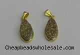 NGP7181 10*20mm flat teardrop plated druzy quartz pendants