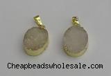 NGP7195 15*20mm oval druzy quartz pendants wholesale