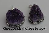 NGP7233 25*40mm - 30*40mm freeform druzy amethyst pendants