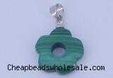 NGP728 4*15mm flower natural malachite with 18KGP gemstone pendant