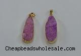 NGP8503 15*33mm - 17*40mm flat teardrop druzy agate pendants