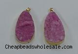 NGP8515 25*48mm - 27*52mm flat teardrop druzy agate pendants