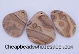 NGP944 5PCS 35-45mm*55-65mm freeform picture jasper gemstone pendants
