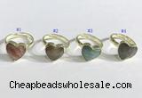 NGR1107 13mm faceted heart  mixed gemstone rings wholesale