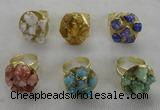 NGR181 25*30mm druzy agate gemstone rings wholesale