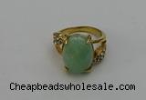NGR2008 10*15mm faceted oval green aventurine gemstone rings