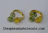 NGR212 5*8mm - 6*10mm freeform druzy agate & peridot rings wholesale