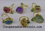 NGR219 8*9mm - 20*25mm freeform druzy agate gemstone rings