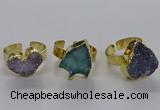 NGR321 14*15mm - 15*18mm heart druzy agate gemstone rings