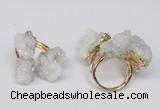 NGR95 15*20mm - 20*25mm nuggets plated druzy quartz rings