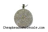 Pend107 33mm copper circle pendant pave zirconia gold plated