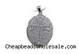 Pend126 21*24mm copper oval pendant pave zirconia silver plated