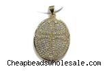 Pend127 21*24mm copper oval pendant pave zirconia gold plated