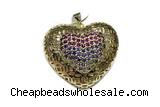 Pend129 28*33mm copper heart pendant pave zirconia gold plated